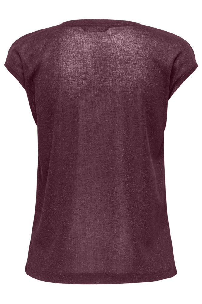ONLSILVERY S/S V NECK LUREX TOP JRS 15136069 BURGUNDY